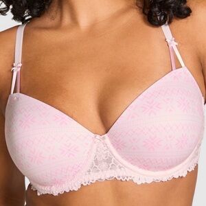 Pink by Victoria’s Secret Wink Lightly Lined Balconette Bra Pink Tulip Fair Isle